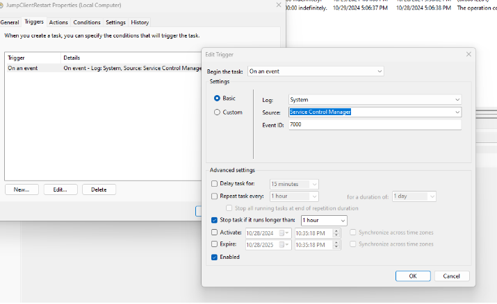 Create a Trigger for your task